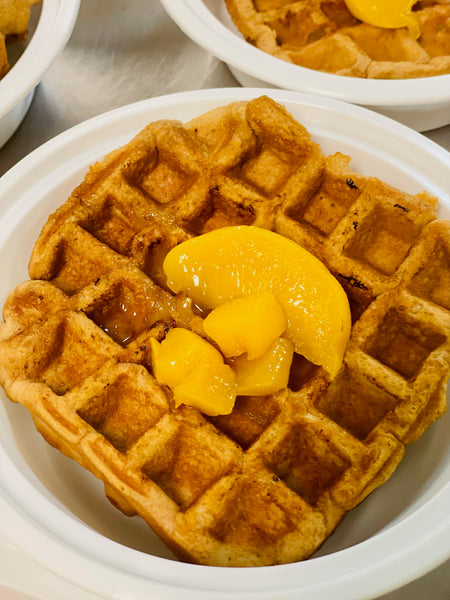 Peach Slobbler Protein Belgium Waffle